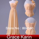   Long Prom Dresses Fashion Chiffon Dress Evening Gown One Shoulder Flower Dress CL4287