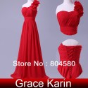   Long Prom Dresses Fashion Chiffon Dress Evening Gown One Shoulder Flower Dress CL4287