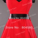 Sleeveless Cotton Fashion Women Vintage Dress with Removeable black waistband short Party gown CL4597