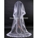 wholesale/retail White lace edge long wedding head veil bridal veils accessories 2.7m CL2641