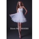 Grace Karin Sexy Stock Strapless Organza Women Prom Party Gown White Short Cocktail dress  CL3820