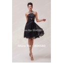 Knee Length Halter Chiffon Ball Cocktail Party Gown Formal dresses Short CL6018