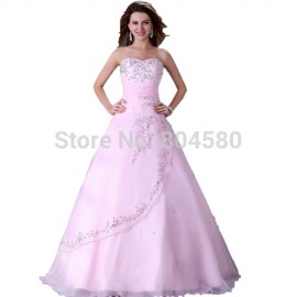 Grace Karin Floor Length Prom Ball Gown dress Long Wedding dresses  Pink Bridal Party Gowns Lace Up Back CL4523