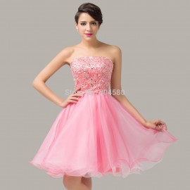 Grace Karin Sexy Organza Short Homecoming Ball dress Pink Cocktail Party dresses for Juniors Special Occasion Gown  CL6138
