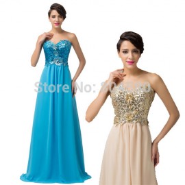 Grace Karin Stock A-Line Sweetheart Floor-Length Sequins Cheap Blue Bridesmaid dresses  Slim Long Wedding Party Gown CL6146