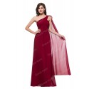 Grace Karin Floor Length Chiffon Ruffles Bridesmaid dresses 2015 One Shoulder Long Party Dress for Wedding Wine Red Women CL8909
