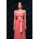 Grace Karin Plus Size Strapless A line Bridesmaid dresses Floor Length Coral Chiffon Wedding Party Dress Custom Made CL8910
