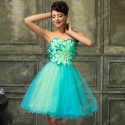 Grace Karin Special Occasion Dress Vestidos Cocktail dresses Party Prom Ball Gown Knee Length Green Flower Appliques 2015 D7579