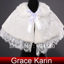 Hot Retail/Wholesale  ivory Wedding Dress Faux Fur Wrap Coat Bridal Shawl Accessories CL4938