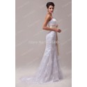 Hot Sale 8 sizes Strapless Lace Appliques White Mermaid Wedding dresses  Bow Waistband Long Bridal Gown Prom dress CL6029