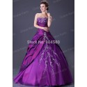 Hot Selling Purple Satin Beads Ball Gown Beach Wedding dress Bride Dresses / Gown CL2515