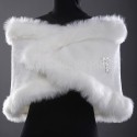 In Stock    Wedding Accessories women Warm Bridal Jacket Wrap Shawl White Faux fur Bolero CL2618