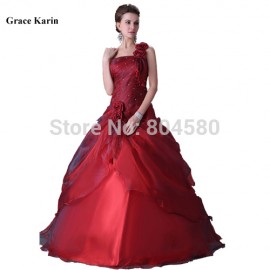 In StockHot sale Sexy Women Floor Length One Shoulder Long Ball Gown Red Wedding dresses Design Bridal Gown CL2514