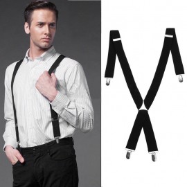 Men Brace 35MM Black Adjustable Elastic Plain Men Braces Suspenders Lengthened Strap Male Clothes Accessories