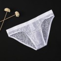 Men's briefs Sexy Low Waist Lace underwear male fashion underpants Transparent Bikini Ice Silk Breathable Y-Front Briefs