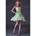 Mint Green Strapless Knee Length Chiffon prom Gowns Wedding Party dress  Bridesmaid dresses Short Women Summer Gown CL3476