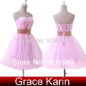  Fashion Stock Strapless Voile Knee Length Ball Gown Cocktail Prom dress Short Party Dresses 8 Size US 2~16 CL4972