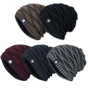 New Winter Hat Men Solid Color Knitting Wool Beanies Autumn Winter Warm Comfortable Hat Outdoor Accessories Thick Cotton Hats