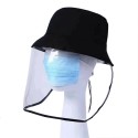 Protective Facial Cover Particulate Anti-Spitting Hats Transparent Dustproof Black Unisex Women/men Bucket Hats