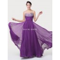 Purple Color Beading Floor Length A Line Chiffon Strapless Prom Party Dress   Fashion Bridesmaid dresses Long CL6276