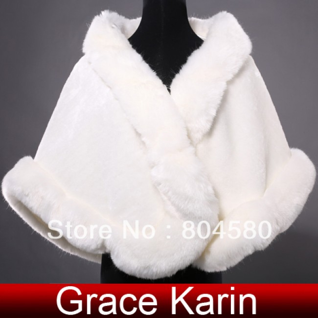 Retail Fashion Warm Faux Fur Ivory Bolero Wedding Wrap Shawl Bridal Jacket Coat Tippet Accessories CL4943