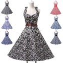 Retail/Wholesale   Fashion Halter Cotton Women 50s 60s Swing Polka Dress Vintage Rockabilly Retro Dress CL6095