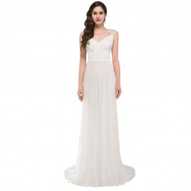 Robe de Soiree FloorLength Chiffon Party Dress Wedding Events Long Cheap Bridesmaid Dresses White Cap Sleeve Engagement Gown GK7