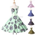 Sexy Sleeveless Swing Patchwork Casual Retro Vintage dresses 50s Knee Length Print Women Summer dress 2015 Party Ball Gown 6293 