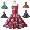 Sexy Sleeveless Swing Patchwork Casual Retro Vintage dresses 50s Knee Length Print Women Summer dress 2015 Party Ball Gown 6293 