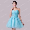 Special Occasion Short Prom Dresses 2015 Knee Length Blue Strapless Ball Gown Cheap Wedding Party Dress Plus Size Beaded Stone