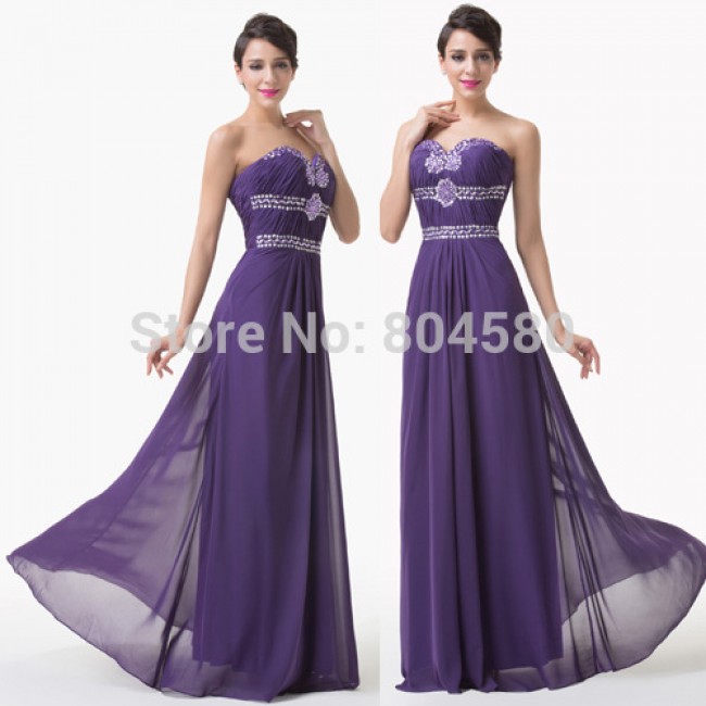 Strapless Beaded Floor Length Chiffon Celebrity dress Formal Dinner Party Gown Long Bridesmaid dresses for Prom Ball  CL6187