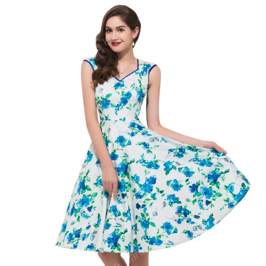 Summer Style Women Sleeveless Casual Flower Pattern Floral Print Dress ...