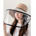 TPU + Cotton Dust-proof Anti-fog Protective Cap Fisherman Hat With Clear Cover Anti-saliva 56-58cm/ 22-22.8 Inch