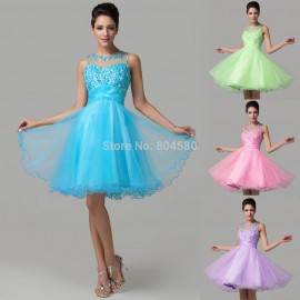 Turquoise Open Back Knee Length Party Gowns High School 8th grade Homecoming dresses 2015 Ball Graduation Prom Short Dress D6151