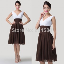 Unique Double V Neck Mid-Calf Business Summer Women dress Short Cocktail dresses Formal Party Gown for Special Occasion CL6249