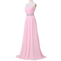 Vestido Lilas Purple Pink Long Bridesmaid Dresses Adult Party Dress Lilac Chiffon Bead Floor length 2016 Wedding Prom Gown 6112 