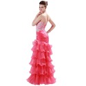 Vestidos Madrinha Floor length Brazilian Wedding Bridesmaid Dresses Mermaid Tiered Long Party Dress Formal Prom Gown Red 6073
