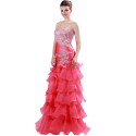Vestidos Madrinha Floor length Brazilian Wedding Bridesmaid Dresses Mermaid Tiered Long Party Dress Formal Prom Gown Red 6073