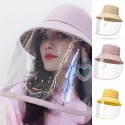 Women Outdoor Dust-proof Fisherman Hat Cap Full Face Protection Cover Saliva-proof  Ladies Bucket Hats