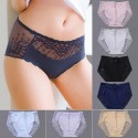 Women's Lace Panties Sexy Fashion Mid Waist Breathable ElasticTriangle hollow out Briefs solid color Breathable Briefs